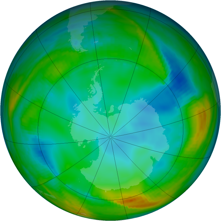 Antarctic ozone map for 09 July 1998